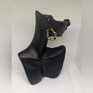 Gold Twisted Hoop Earrings Stainless Steel